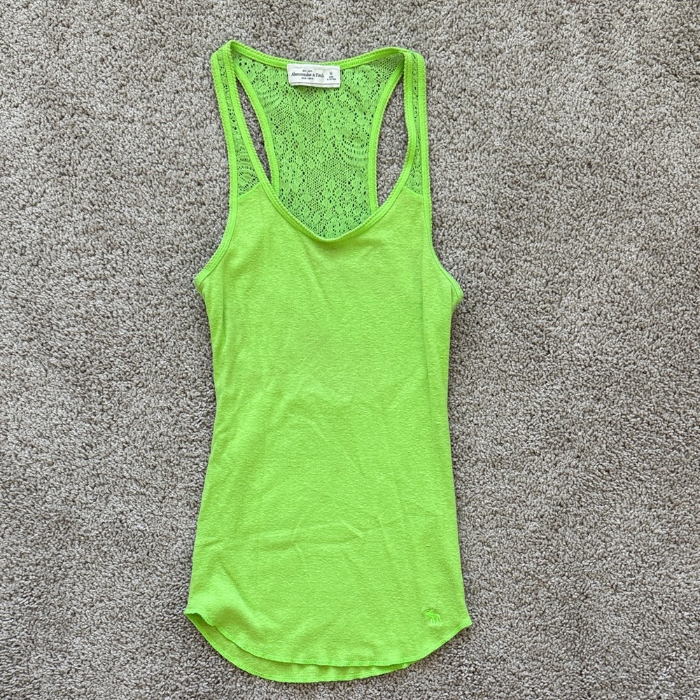 Abercrombie & Fitch Bright Green Lace Tank Top